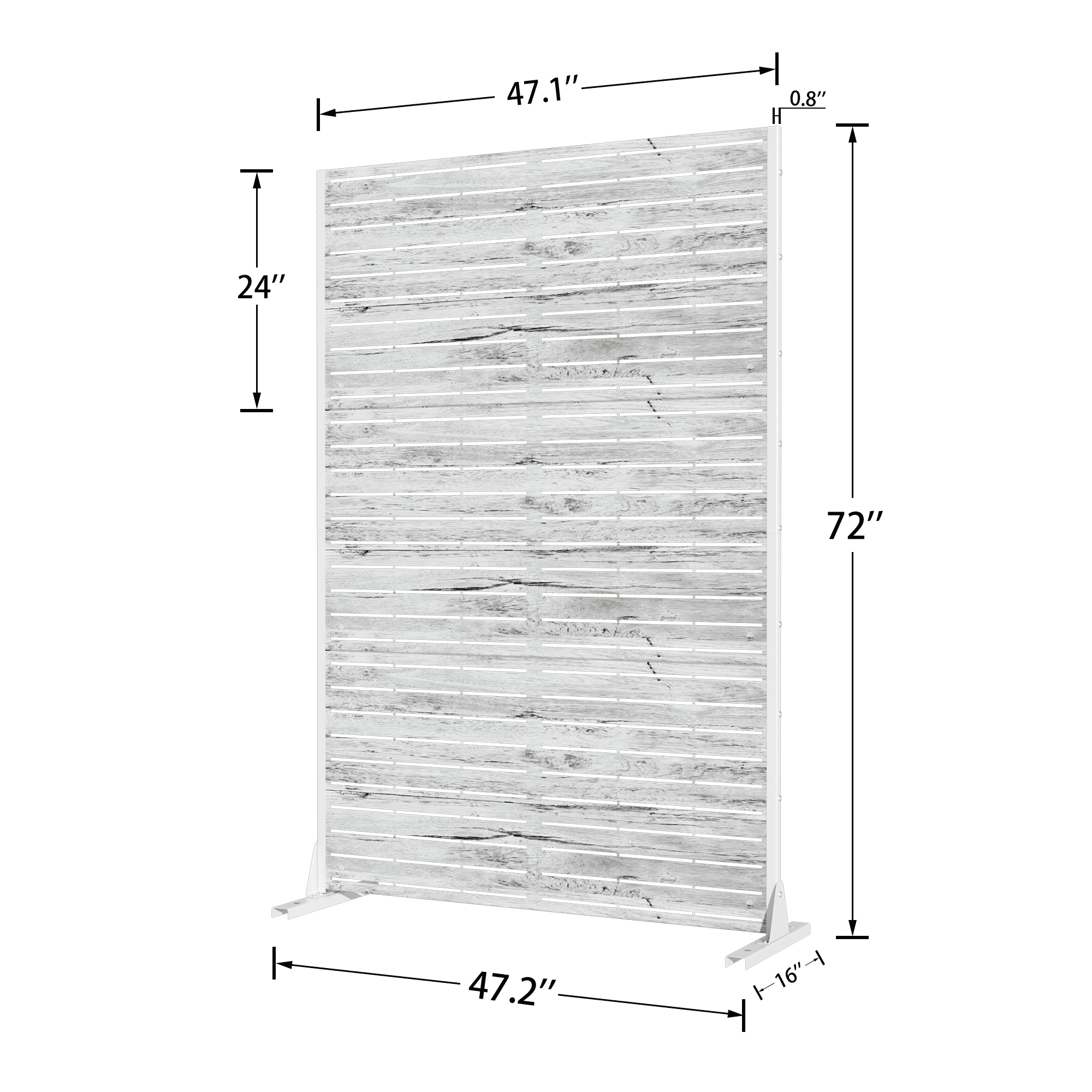 MAYEERTY 72" × 47" Outdoor Privacy Screen, Metal Decorative Screen, White