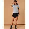 thumbnail image 3 of INSPIRE CHIC Camiseta Manga Corta De Algodón Estampado De Gatos Bloques De Color Para Mujer Gris S, 3 of 6