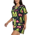 thumbnail image 2 of Bingfone Avocado Love Print Pajamas Sets for Women Soft Short-Sleeved Pjs with Lounge Shorts Two Piece Sleepwear, 2 of 8