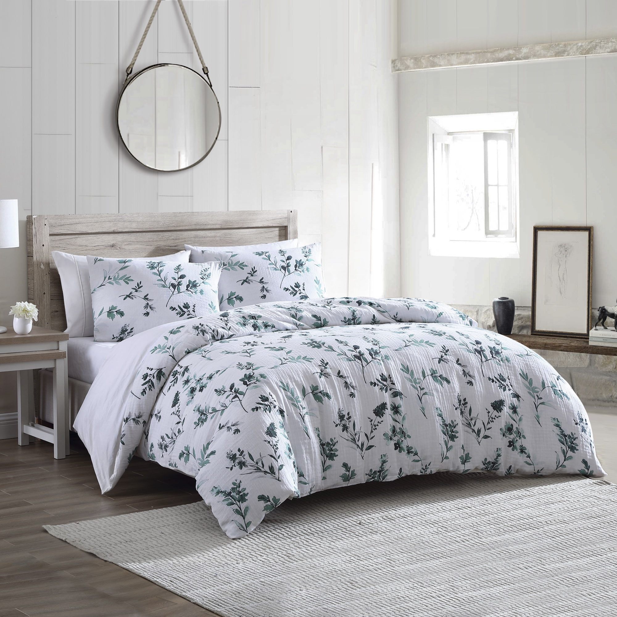 Brielle Home Gardiner Floral Printed Cotton Gauze Comforter Set