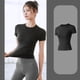 thumbnail image 5 of Camiseta de compresión para mujer, elástica, de manga corta, ajustada, superior, entrenamiento atlét Abanopi Camiseta deportiva de mujer, 5 of 7