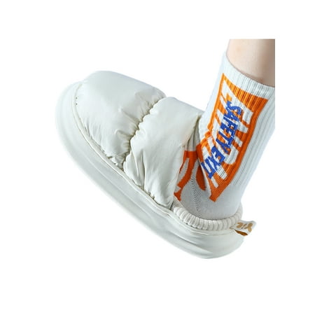 

Lacyhop Womens Daily Breathable Home Shoe Non-slip Plush Lining House Shoes Comfort Slip On Clog Slipper White 7-7.5