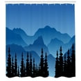 thumbnail image 3 of Landscape Shower Curtain, Silhouette Style Illustration of Pine Trees and Hills Horizon, Fabric Bathroom Set with Hooks, 69W X 70L Inches, Sea Blue and Charcoal Grey, by Ambesonne, 3 of 3