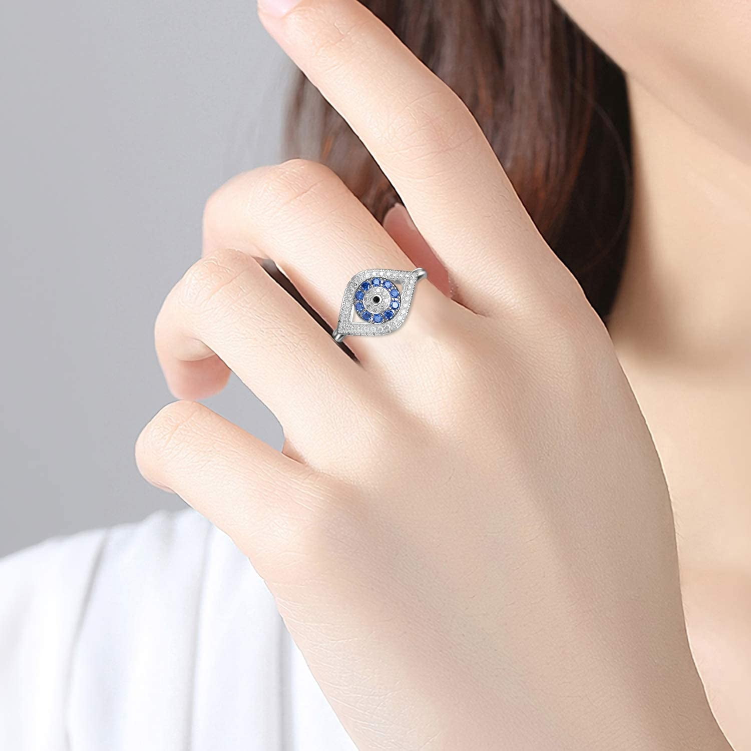 BLOOM STYLE Hot Sale Crystal 925 Original Silver Evil Eye Ring For Women s  Girls Silver Crystal Ring Price in India - Buy BLOOM STYLE Hot Sale Crystal  925 Original Silver Evil