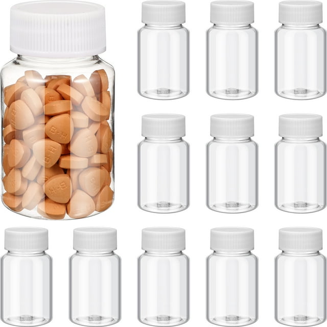 Miangastore 12Pcs 80ml PET Pill Container Bottles Chemical Medicine Tablet Storage Holder Pill Dispenser with White