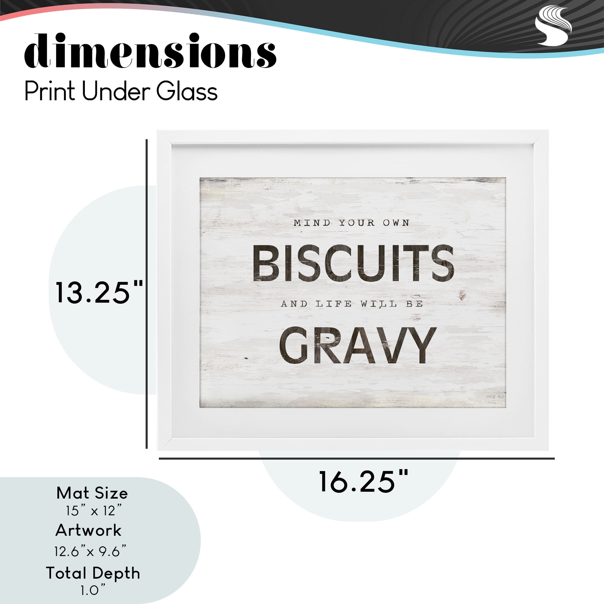 Stupell Industries Mind Your Biscuits Life Is Gravy White Framed Print Under Glass, design by Cindy Jacobs