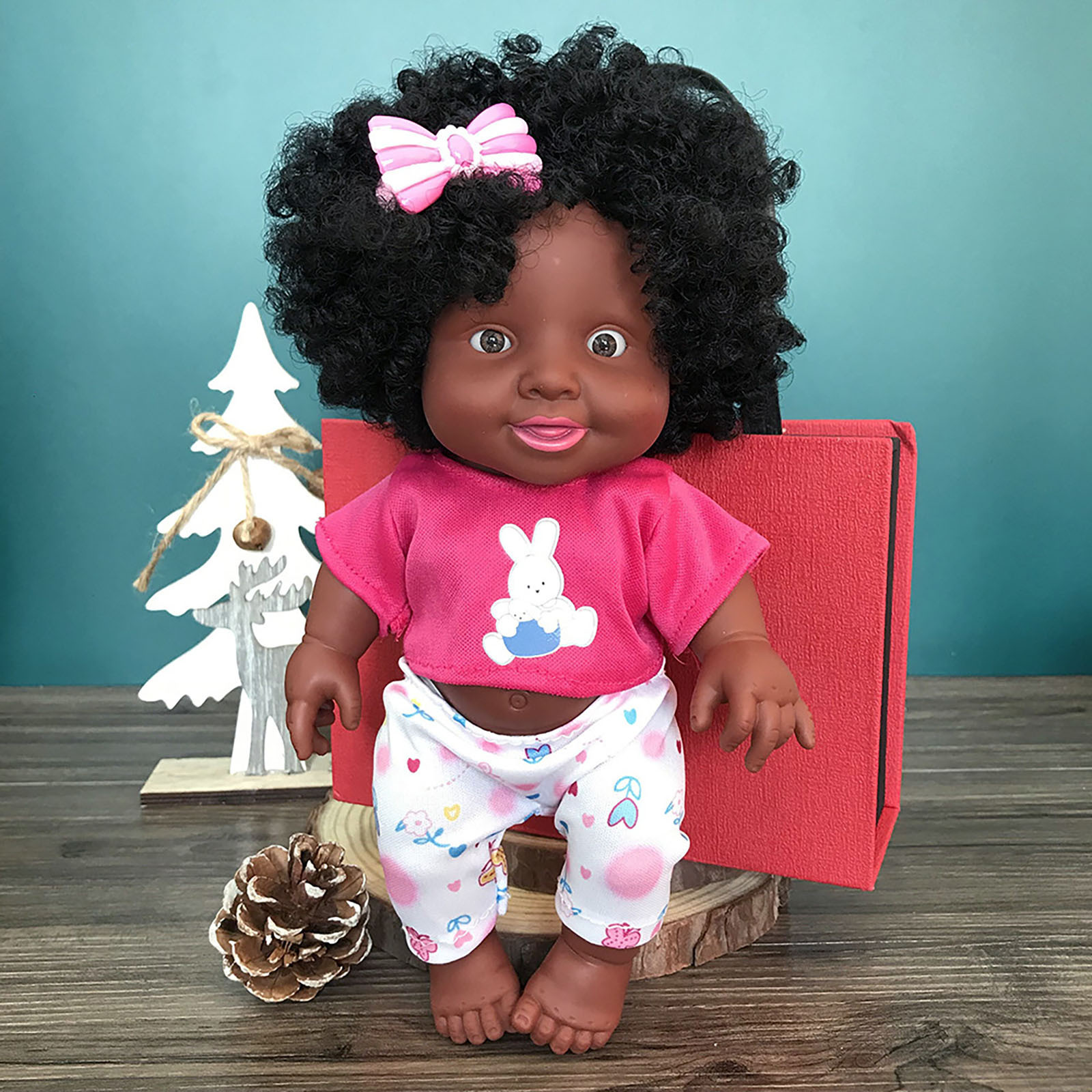 Plush Toy Simulation African Black Babydoll Toy Vinyl Explosion Head