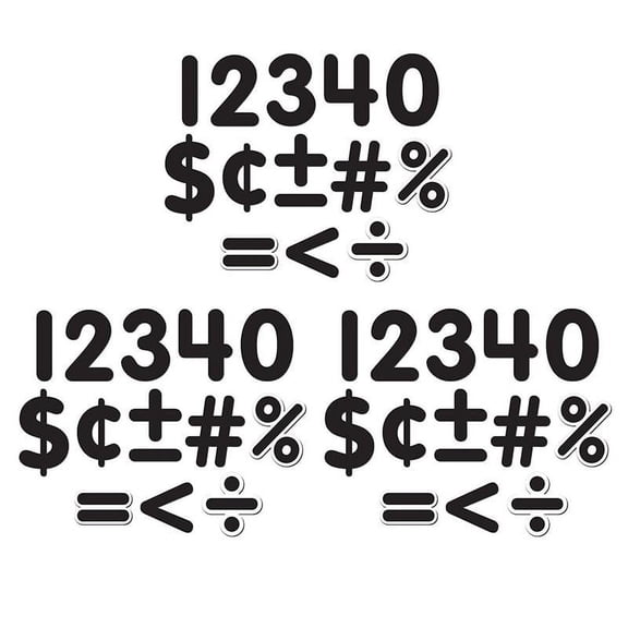 Teacher Created Resources Black Classic 2-1/2" Magnetic Numbers 65 Pieces Per Pack 3 Packs