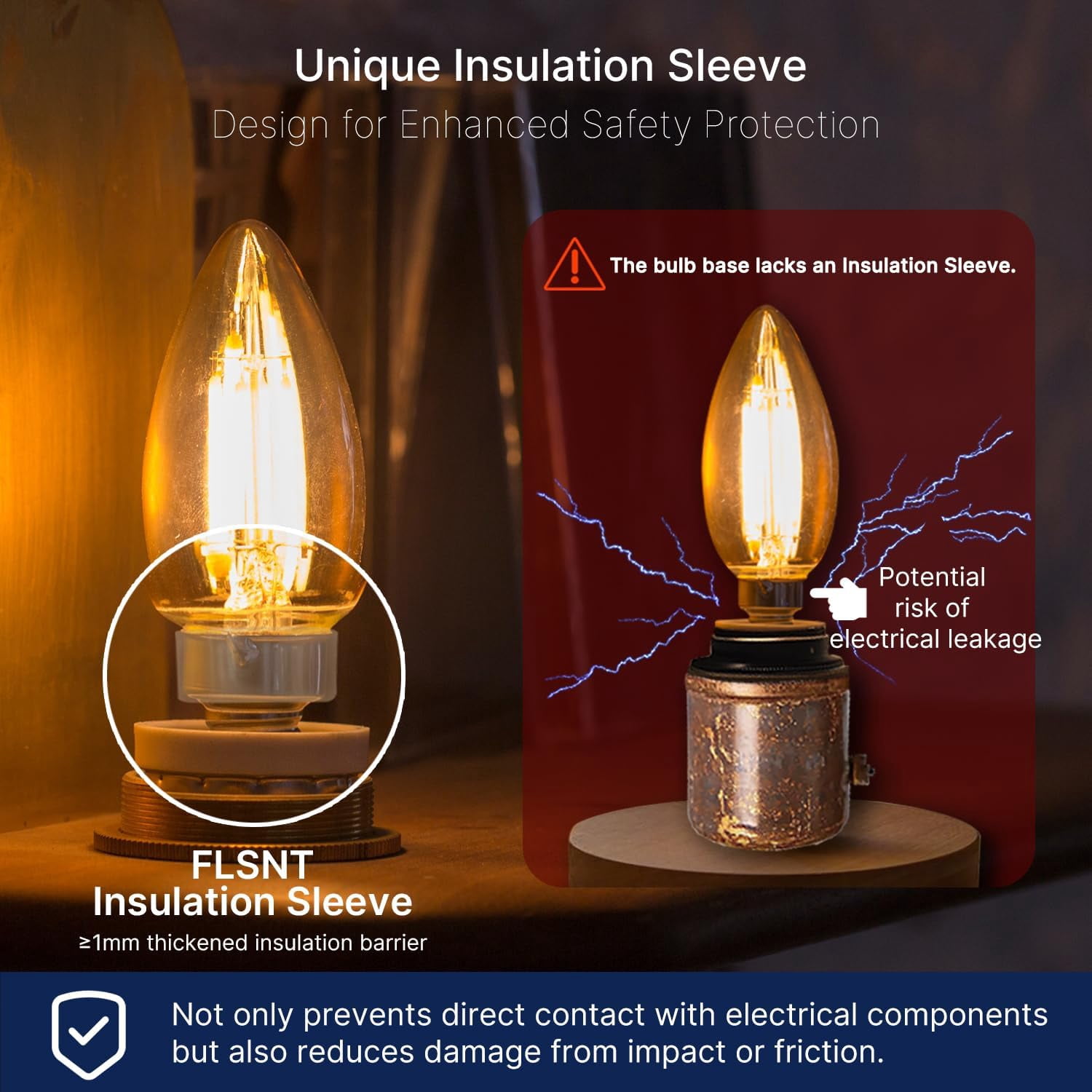 B11 E12 LED Candelabra Bulbs - 60W Equiv Dimmable, 2700K Warm White Indoor Candle Lights, Energy Saving (12-Pack)