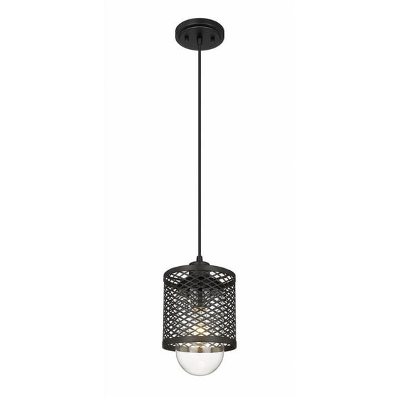 1 Light Mini Pendant In Industrial Style-10 Inches Tall And 6 Inches Wide-Matte Black Finish    -Traditional Installation Z-Lite 3037Mp-Mb