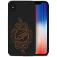thumbnail image 1 of Case Yard Wooden Case for iPhone-X Soft TPU Silicone cover Slim Fit Shockproof Wood Protective Phone Cover for Girls Boys Men and Women Supports Wireless Charging Ra eye snake Design, 1 of 7