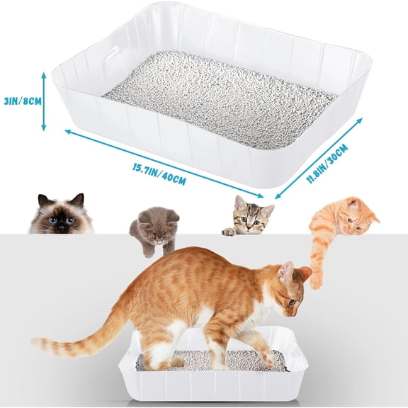 50 Pieces Disposable Litter Boxes for Cats Small Kitty Litter Tray for Pets Plastic Litter Boxes for Indoor Cats Kitten Hamster Rabbit Guinea Pig Travel, 15.7 x 11.8 x 3 Inches (White)