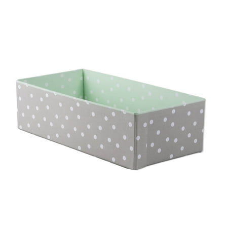 9 Compartment Drawer Home Traditions Customizable Storage Compartment - Rectangular, Foldable Sock/Underwear Drawer Divider or Closet/Nursery Organizer Bin, Light Green and Grey Polka Dot ()