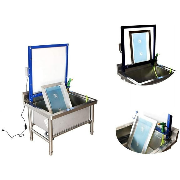 INTSUPERMAI Screen Printing Washout Tank Screen Frame Washing Booth with Backlight LED Panel 15.7"*23.6" Stainless Steel