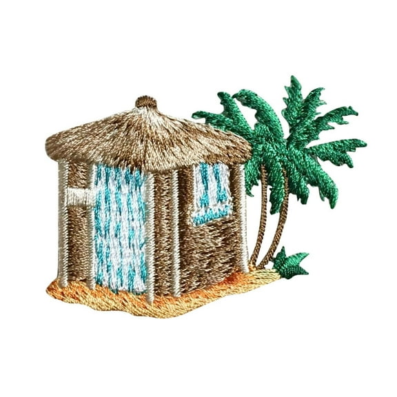 Tiki Hut - Palm Trees - Beach/Surf/Tropical - Iron On Applique/Embroidered Patch