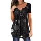 thumbnail image 1 of Gibobby Camiseta Powerblend con Cuello en V Camiseta de manga corta con cuello redondo para mujer con estampado de estrellado, camiseta informal ajustada, blus(Negro,G), 1 of 5