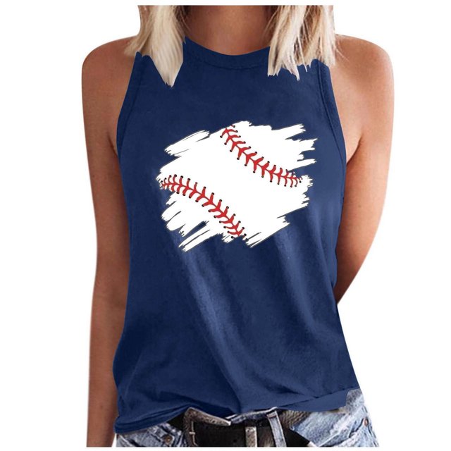 Débardeur Sans Manches à Imprimé Décontracté d'Été pour Femmes Style Baseball