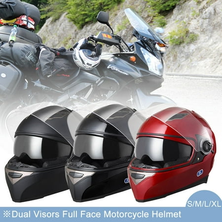 AHR DOT Approved Motorcycle Helmet Full Face Dual Visors Lightweight ABS Air Vent Motorbike Touring
