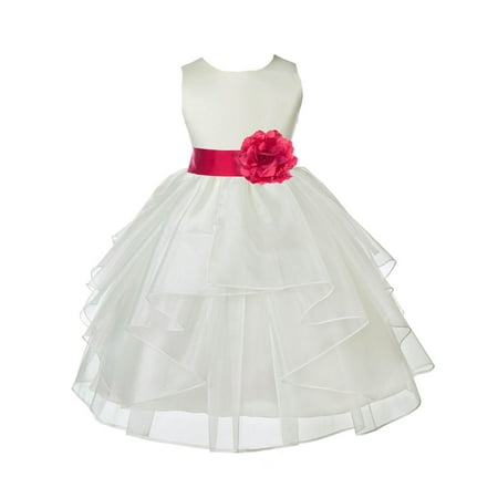 

Ekidsbridal Formal Satin Shimmering Organza Ivory Flower Girl Dress Bridesmaid Wedding Pageant Toddler Recital Easter Communion Graduation Reception Ceremony Birthday Baptism Occasions 4613t