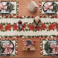 thumbnail image 4 of Christmas Poinsettias Leaves Bells Snowflakes Winter Xmas Table Runner Table, 4 of 5