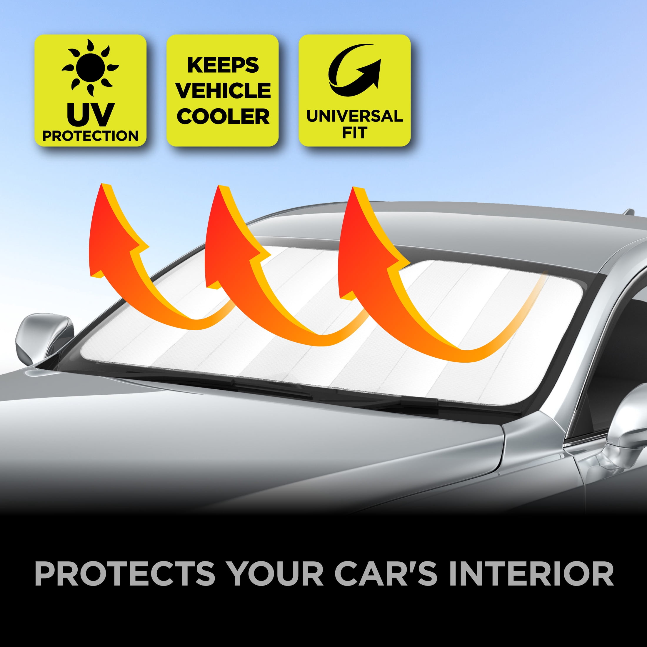 (2 pack) Auto Drive Holographic White Accordion Sunshade Universal Size 1 pack, 63'' x 28.5''