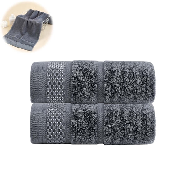 LHNFT 2 Pcs Hand Towels Super Soft Jacquard Ribbed Striped Pattern 100% Cotton Absorbent Decorative Hand Towel for Bathroom 13 x 29 Inch