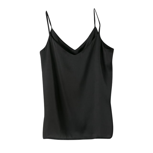 Grrvtrz Womens Camisoles Tops Solid Color Satin Suspender V-neck Inner Tops Summer Layer Tops Undershirts Home Lounge Tank Tops