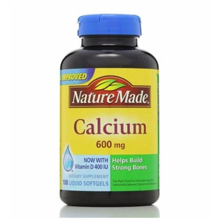 Nature Made calcium 600 mg de vitamine D liquides gélules 100 ea (Paquet de 2)