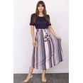 thumbnail image 2 of Navy Short Sleeve Pink Stripe Sash Midi Dress_Plus, 2 of 4