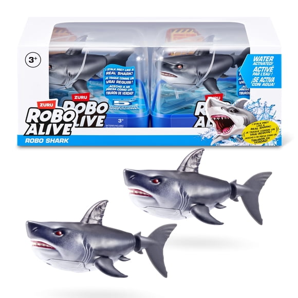 Juguete robótico de baño activado por agua Robo Alive Shark, paquete de 2