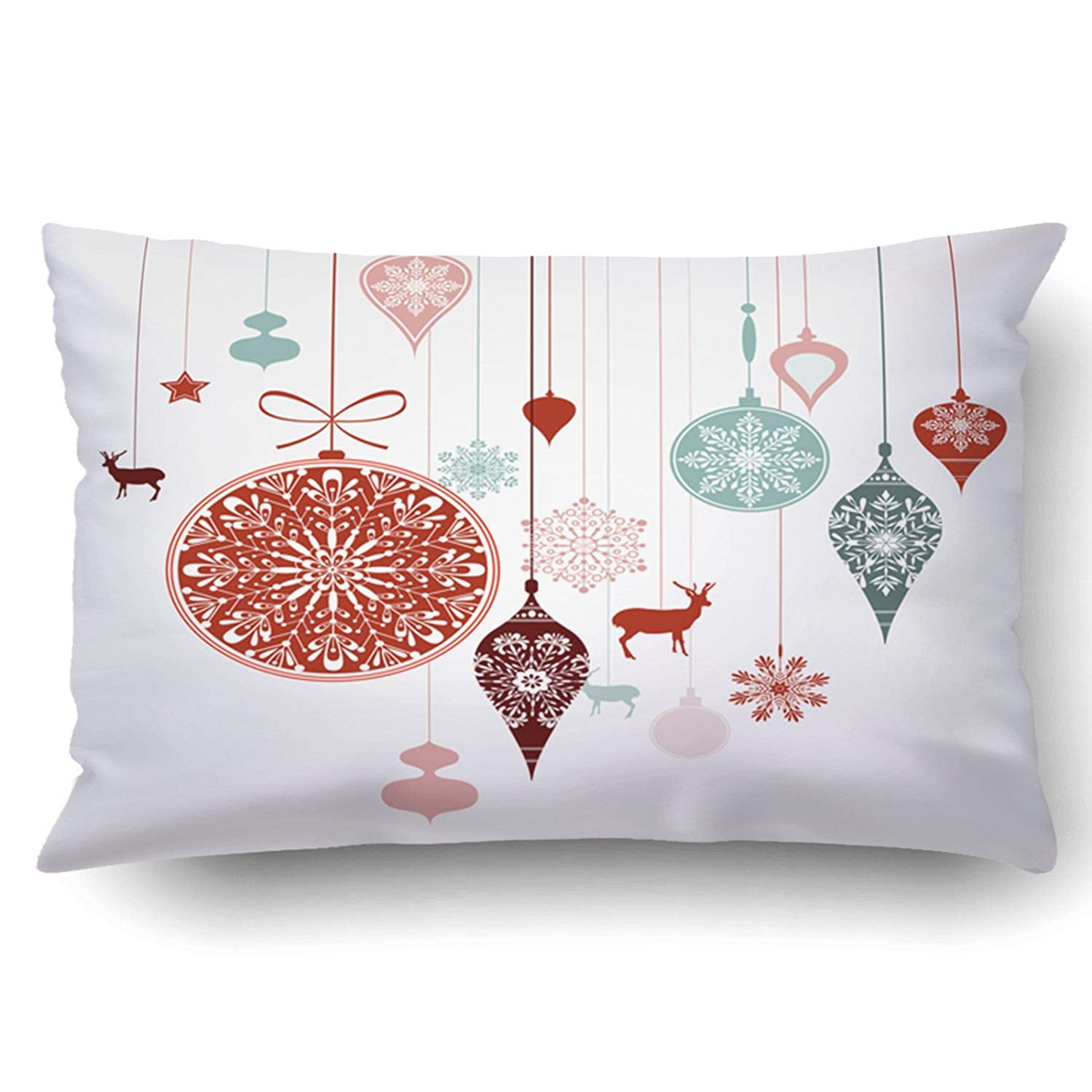 WOPOP Xmas Christmas Colorful Snowflake Reindeer Xmas Stars Pillow Case