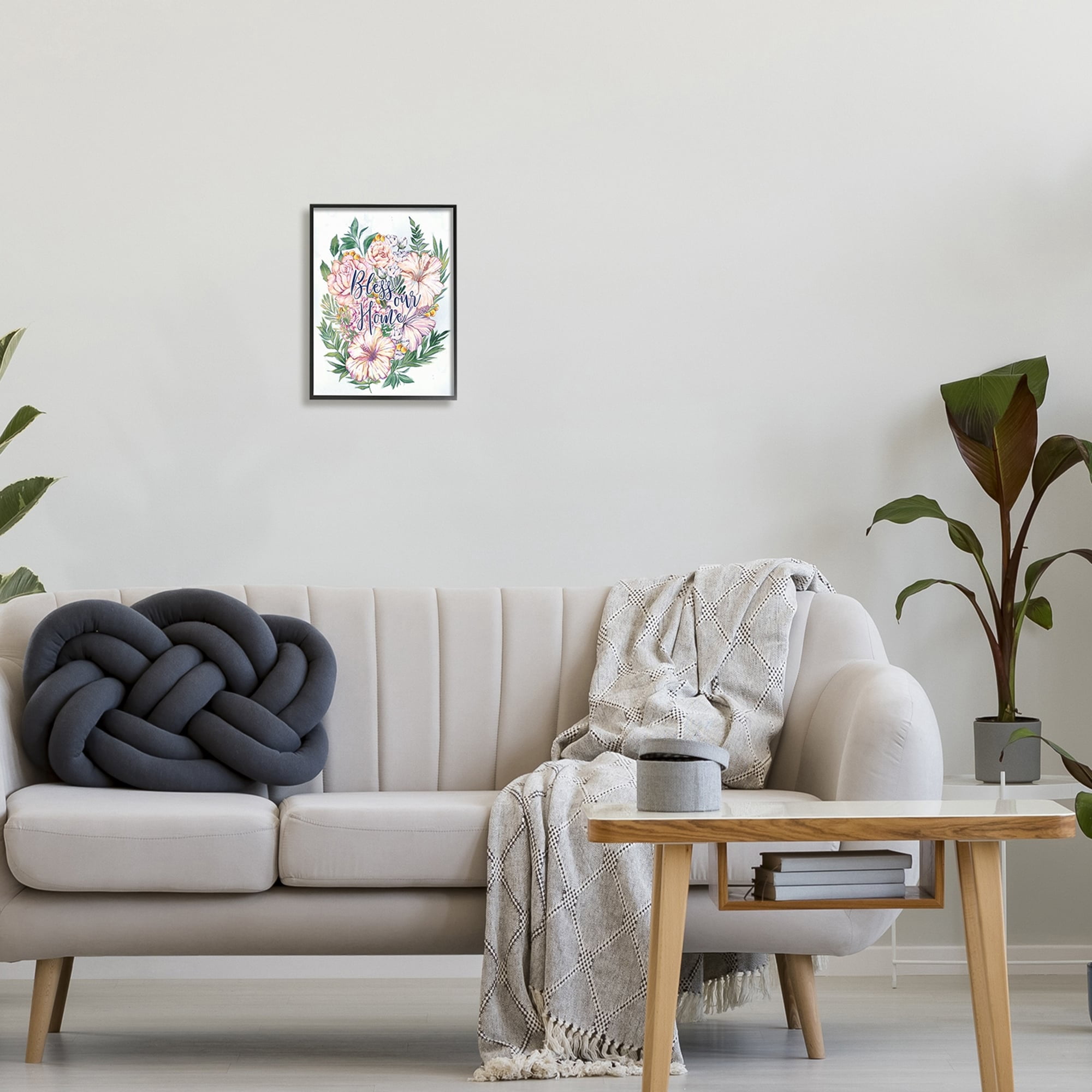 Stupell Industries Bless Our Home Classic Flower Blossom Bouquet Typography , 16 x 20, Design by Ziwei Li