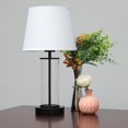 thumbnail image 4 of Simple Designs LT2081-BOW Encased Metal & Clear Glass Table Lamp, White & Black, 4 of 6
