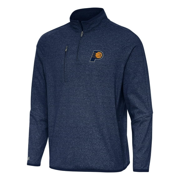 Men's Antigua Heather Navy Indiana Pacers Certain Quarter-Zip Tri-Blend Sweatshirt