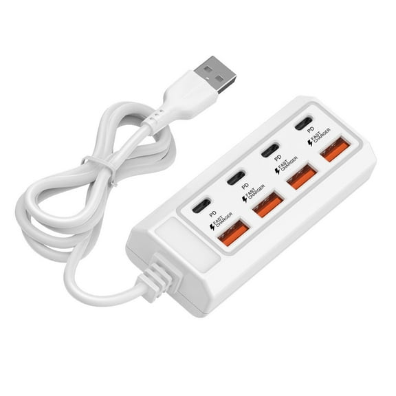 Necvior 25W 8 Port USB Charger Fast Charging Phone Extension Power Socket Adapter Type C