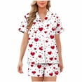 thumbnail image 1 of Blusa de Manga Corta Impresión Casual de Botón de Giro con Pantalones Cortos Conjunto para el Verano, Mujer Outfit de Poliéster de Moda Diaria Al Aire Libre, 1 of 5