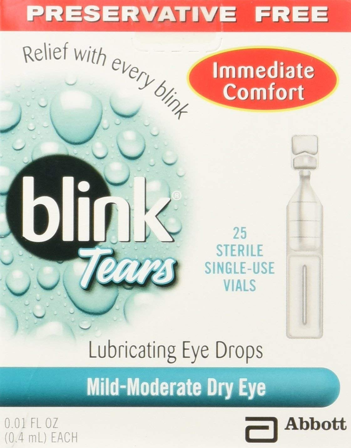 AMO Blink Tears Lubricating Eye Drops, Single Use Vials, 0.01 fl oz, 25 ct, 2 pk