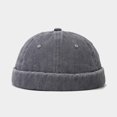 thumbnail image 1 of Bonnet Docker Lavé en Gros Sans Visière Couleur Unie Style Rétro Vintage Rue Printemps Automne Extérieur Gris Taille Unique, 1 of 6