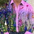 thumbnail image 3 of Las más nuevas camisas de flores holgadas y transpirables con estampado moderno y moderno, camisetas de fiesta en la playa, camisas de verano de manga larga para hombres, blusas florales para hombres, 3 of 5
