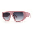 thumbnail image 2 of Womens Minimal Flat Top Thick Plastic Racer Sunglasses Pink Smoke, 2 of 4