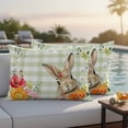 thumbnail image 5 of Easter Rabbit Pillow Covers 2 Pack Spring Red Orange Pink Floral Leaf Plant Green Buffalo Plaid Pillowcase Waterproof Outdoor Throw Pillow Cover for Patio Balcony Rectangular Cushion 20”x12”, 5 of 9