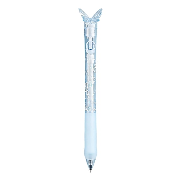 Decorative Butterfly Ballpoint Pen, Light Blue 3D Butterfly Topper with Glitter Barrel and Gift Box, Elegant Writing Pen for Journaling Note Taking