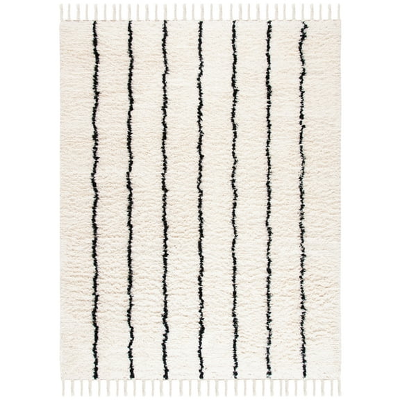SAFAVIEH Casablanca Winifred Striped Wool Area Rug, Black/Ivory, 8' x 10'