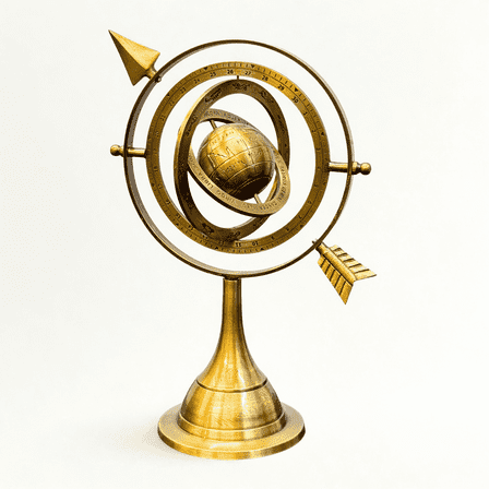 10" Brass Armillary Astrology Globe – Antique Celestial Sphere for Home & Office Decor | Handmade Vintage Astronomical Instrument | Unique Desk Gift