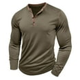 thumbnail image 4 of JUSLIO Color Block Mens Shirts Button-Up Cotton Tops Fashion Long sleeve Round Neck Tops Army Green 3XL, 4 of 9