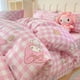 thumbnail image 1 of Miniso Sanrio Hello Kitty Kuromi Cinnamoroll, Sábana de algodón puro con dibujos animados, funda de edredón, funda de almohada, ropa de cama de tres piezas para dormitorio, 1 of 5
