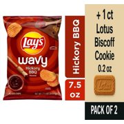 Lays Barbecue Wavy Potato Chips 7.5 oz - Pack of 2 & Lotus Biscoff Cookie - 0.2 Oz - 1 ct