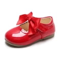 thumbnail image 4 of hengsof Girls' Solid Color Bow Tie Outdoor Casual Flat Shoes Children's Soft Sole Fashionable Princess Leather Shoes, 4 of 5