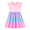 thumbnail image 1 of Robe d'Été pour Fillette, Robe Évasée à Étages en Ligne A, Robes pour Fille, Manches à Volants, Robes Roses pour Filles, Robe d'Anniversaire, 1 of 5