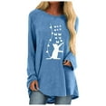 thumbnail image 2 of Hauts pour Femmes 2023 Mode Dames Décontracté Ample Col Rond Imprimé Chat T-Shirt à Manches Longues en Liquidation, 2 of 4